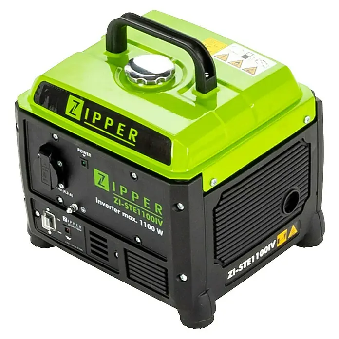 Zipper Stromerzeuger ZI-STE1100IV - 1,1 kW, Tankvolumen: 4,2 l - Abbildung eines Zipper ZI-STE1100IV Inverter Stromerzeugers, der für seine kompakte Bauweise und zuverlässige Leistung bekannt ist.