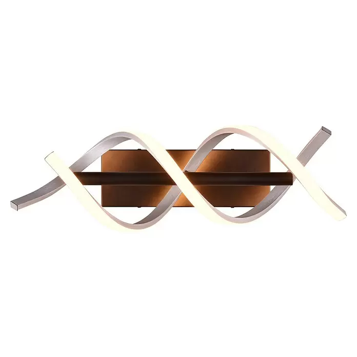 Trio Leuchten Sequence LED-Wandleuchte - 22 W, L x B x H: 20,5 x 13,5 x 47 cm, Aluminium gebürstet/Schwarz, Mehrfarbig - Moderne Wandleuchte mit leuchtenden, sich verschlingenden Armen in gebürstetem Silber und dunkelbraunem Sockel.