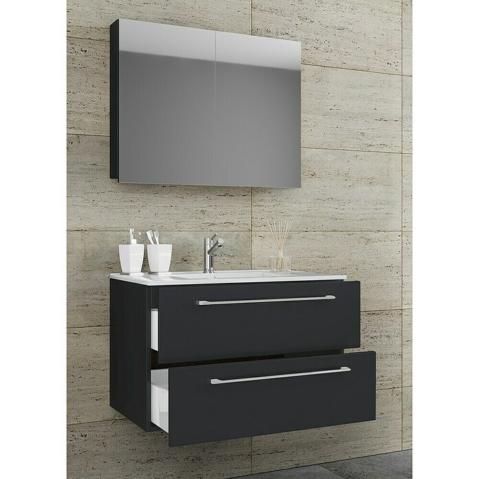 VCM Badinos Badmöbel-Set SPS (80 cm, Schwarz, 3 -tlg.) | BAUHAUS