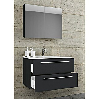 VCM Badinos Badmöbel-Set SPS (80 cm, Schwarz, 3 -tlg.)
