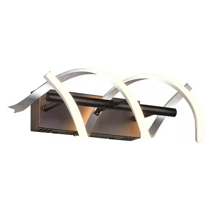 Trio Leuchten Sequence LED-Wandleuchte - 22 W, L x B x H: 20,5 x 13,5 x 47 cm, Aluminium gebürstet/Schwarz, Mehrfarbig - Moderne LED-Wandleuchte mit schwarzem Sockel, gebürsteten Silberakzenten und zwei verschlungenen beleuchteten weißen Bändern.