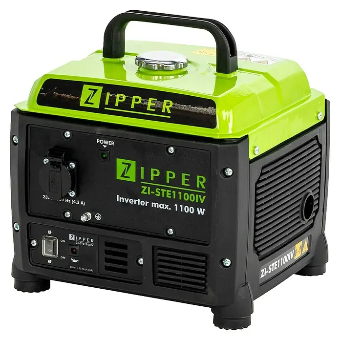Zipper Stromerzeuger ZI-STE1100IV - 1,1 kW, Tankvolumen: 4,2 l - Hier ist ein Zipper ZI-STE1100IV Inverter Stromerzeuger, der mit maximal 1100 W Leistung überzeugt und sich durch seine kompakte Bauweise auszeichnet.