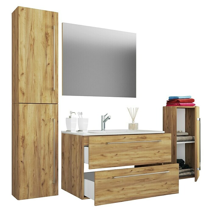 VCM Badinos Badmöbel-Set (80 cm, Honig-Eiche, 5 -tlg.) | BAUHAUS