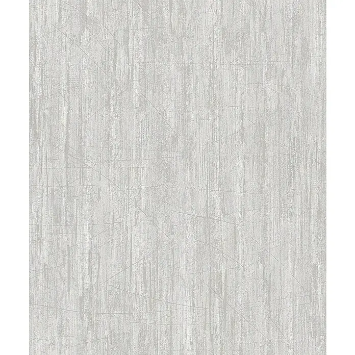 Rasch Vliestapete Vintage Lack - Hellgrau, Uni, 10,05 x 0,53 m - Elegante graue Tapete mit feinen Kratzern. Die vertikalen Linien verleihen Tiefe und eine subtile Textur.