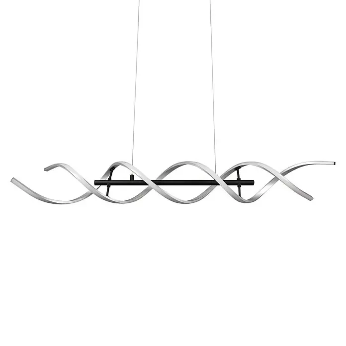 Trio Leuchten Sequence LED-Pendelleuchte - 45 W, L x B x H: 16 x 104,5 x 150 cm, Aluminium gebürstet/Schwarz, Mehrfarbig - Moderne LED-Hängeleuchte mit geschwungenem Design und schwarzem Rahmen für stilvolle Beleuchtung.
