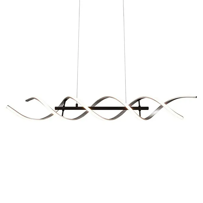Trio Leuchten Sequence LED-Pendelleuchte - 45 W, L x B x H: 16 x 104,5 x 150 cm, Aluminium gebürstet/Schwarz, Mehrfarbig - Ein modernes LED-Pendelleuchte mit einem wellenförmigen Design, das Licht und Stil in jeden Raum bringt. Das klare Design macht die Lampe zu einem Blickfang.