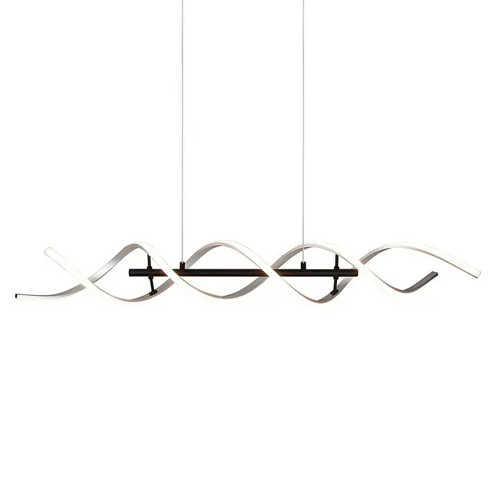 Trio Leuchten Sequence LED-Pendelleuchte - 45 W, L x B x H: 16 x 104,5 x 150 cm, Aluminium gebürstet/Schwarz, Mehrfarbig - Moderne LED-Hängeleuchte mit geschwungenem Design und brauner Aufhängung für stilvolle Beleuchtung.