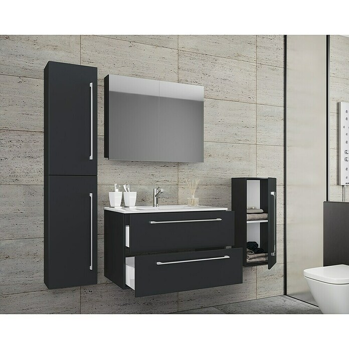 VCM Badinos Badmöbel-Set SPS (146 cm, Schwarz) | BAUHAUS
