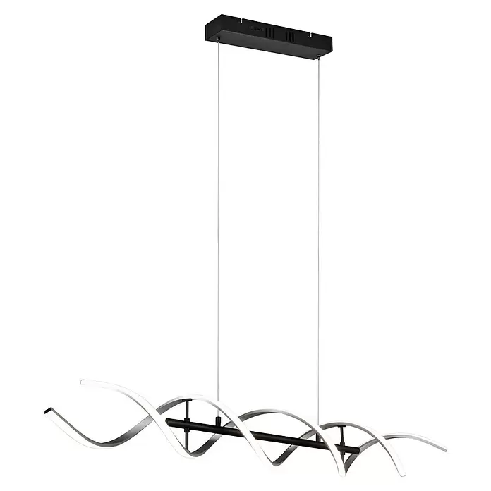 Trio Leuchten Sequence LED-Pendelleuchte - 45 W, L x B x H: 16 x 104,5 x 150 cm, Aluminium gebürstet/Schwarz, Mehrfarbig - Moderne schwarze lineare Hängelampe mit leuchtenden weißen Spiral-LED-Elementen.