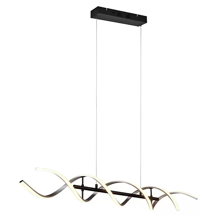 Trio Leuchten Sequence LED-Pendelleuchte - 45 W, L x B x H: 16 x 104,5 x 150 cm, Aluminium gebürstet/Schwarz, Mehrfarbig - Moderne schwarze lineare LED-Pendelleuchte mit gewelltem, beleuchtetem weißen Design.