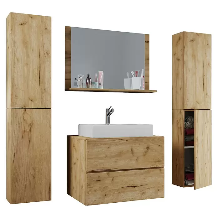 VCM Lendas Badmöbel-Set127 cm, Honig-Eiche
