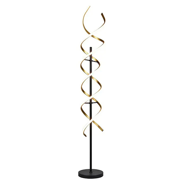Trio Leuchten Sequence Stehleuchte - 32 W, Höhe: 150 cm, Messing matt/Schwarz, Mehrfarbig - Elegante LED-Stehlampe in DNA-Doppelhelix-Form. Modernes Design mit warmweißer Beleuchtung, ideal für stilvolle Innenräume.