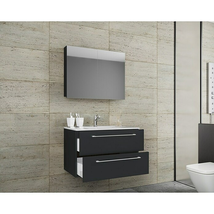 VCM Badinos Badmöbel-Set SPS (60 cm, Schwarz, 3 -tlg.) | BAUHAUS