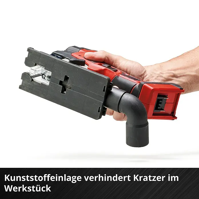 Einhell Professional Power X-Change 18V Akku-Pendelhubstichsäge TP-JST 18/135 Li BL - Solo - 18 V, Li-Ionen, Ohne Akku - Kunststoffeinlage verhindert Kratzer im Werkstück.