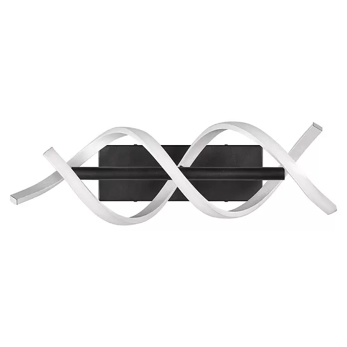 Trio Leuchten Sequence LED-Wandleuchte - 22 W, L x B x H: 20,5 x 13,5 x 47 cm, Aluminium gebürstet/Schwarz, Mehrfarbig - Moderne Wandleuchte mit schwarzem Rechtecksockel und verschlungenen weißen und gebürsteten Silberlichtleisten.