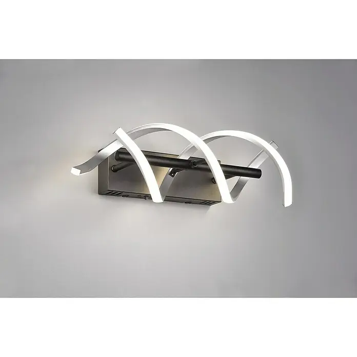 Trio Leuchten Sequence LED-Wandleuchte - 22 W, L x B x H: 20,5 x 13,5 x 47 cm, Aluminium gebürstet/Schwarz, Mehrfarbig - Moderne LED-Wandleuchte mit geschwungenen Lichtelementen und schwarzer Halterung für stilvolle Beleuchtung im Innenraum.