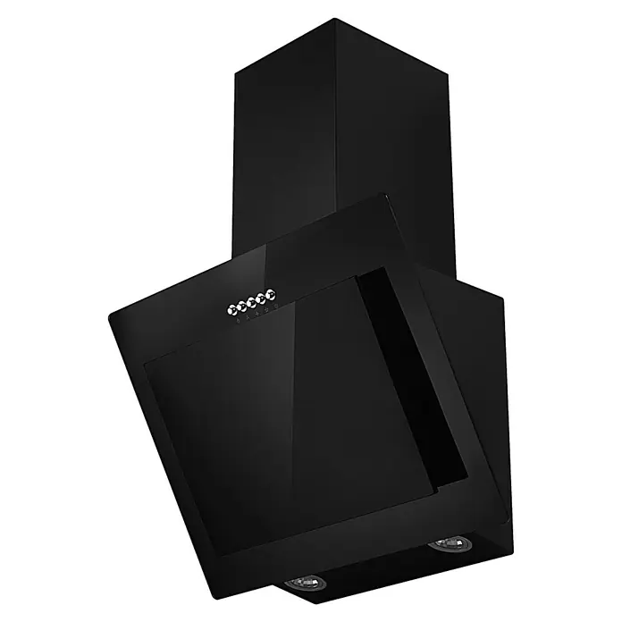 Respekta Winkelküche Oliver - B x T: 340 x 172 cm, Schwarz, Mit Elektrogeräten - Schwarze Dunstabzugshaube mit stilvollem Design und effizienter Leistung für moderne Küchen.