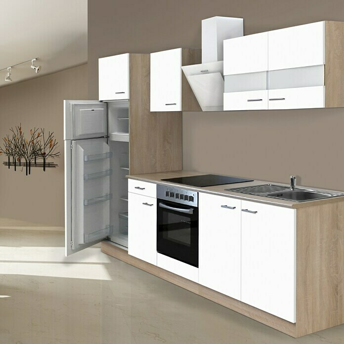 Respekta Composición de cocina (Ancho: 270 cm, Con dispositivos eléctricos, Blanco)