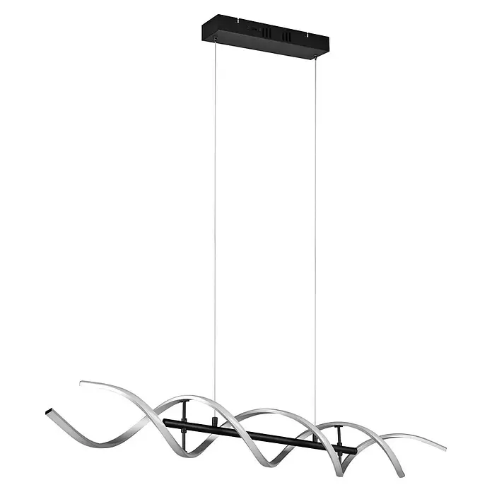 Trio Leuchten Sequence LED-Pendelleuchte - 45 W, L x B x H: 16 x 104,5 x 150 cm, Aluminium gebürstet/Schwarz, Mehrfarbig - Moderne schwarze und silberne LED-Spiral-Pendelleuchte mit weißem Licht.