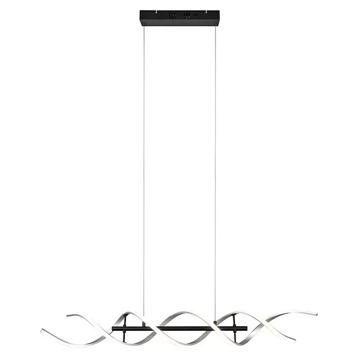 Trio Leuchten Sequence LED-Pendelleuchte - 45 W, L x B x H: 16 x 104,5 x 150 cm, Aluminium gebürstet/Schwarz, Mehrfarbig - Moderne schwarze und weiße lineare LED-Pendelleuchte mit welligem Design.