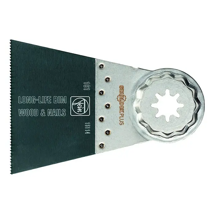 Fein Starlock Plus Hoja de sierra Long-Life - 65 x 50 mm, 3 ud. - Hoja de sierra oscilante Fein para madera y clavos. Hoja BIM de larga duración para cortes precisos.