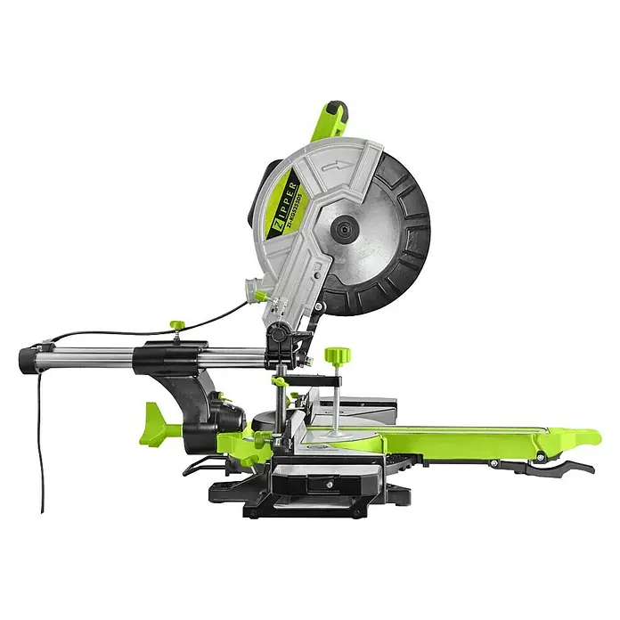 Zipper Kapp- & Gehrungssäge ZI-KGS255DS - 2.000 W, Durchmesser Sägeblatt: 255 mm - Abbildung einer Zipper ZI-KGS254SDS Kapp- und Gehrungssäge mit Zugfunktion, ideal für präzise Holzzuschnitte.