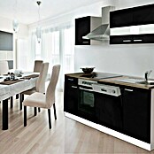 Respekta Composición de cocina (Ancho: 220 cm, Con dispositivos eléctricos, Negro)