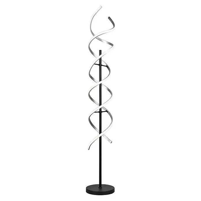 Trio Leuchten Sequence Stehleuchte - 32 W, Höhe: 150 cm, Aluminium gebürstet/Schwarz, Mehrfarbig - Elegante schwarze Spirale-Stehleuchte mit integrierten weißen LED-Lichtstreifen.