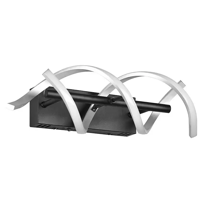 Trio Leuchten Sequence LED-Wandleuchte - 22 W, L x B x H: 20,5 x 13,5 x 47 cm, Aluminium gebürstet/Schwarz, Mehrfarbig - Moderne LED-Wandleuchte: schwarzer Sockel, zwei ineinander verschlungene weiße Leuchtkurven.