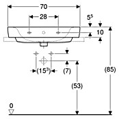 Geberit Renova Plan Aufsatzwaschbecken (70 x 48 cm, Mit schmutzabweisender Glasur, Hahnloch: Mitte, Mit Überlauf, Weiß) | BAUHAUS