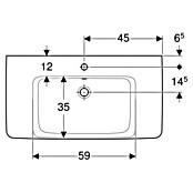 Geberit Renova Plan Waschtisch (90 x 48 cm, Mit schmutzabweisender Glasur, Hahnloch: Mitte, Mit Überlauf, Weiß) | BAUHAUS