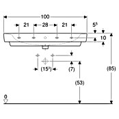 Geberit Renova Plan Waschtisch (100 x 48 cm, Mit schmutzabweisender Glasur, Hahnloch: Ohne, Mit Überlauf, Weiß) | BAUHAUS