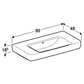 Geberit Renova Plan Waschtisch (90 x 48 cm, Mit schmutzabweisender Glasur, Hahnloch: Ohne, Mit Überlauf, Weiß) | BAUHAUS