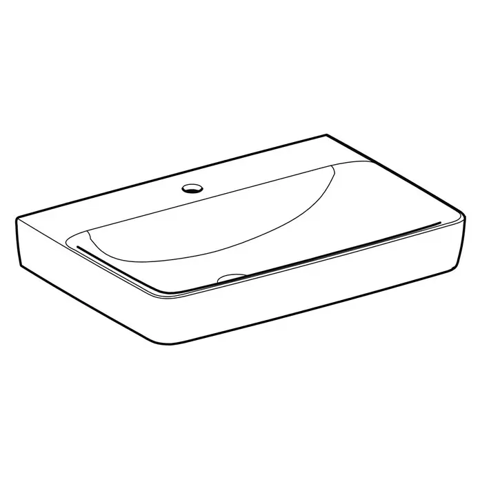 Geberit Renova Plan Waschtisch - 70 x 48 cm, Ohne Spezialglasur, Hahnloch: Mitte, Ohne Überlauf, Weiß - Rechteckiges Waschbecken mit Hahnloch und Überlauf.