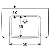 Geberit Renova Plan Waschtisch (75 x 48 cm, Mit schmutzabweisender Glasur, Ohne Hahnloch/Mit Überlauf, Weiß) | BAUHAUS