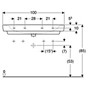 Geberit Renova Plan Doppelwaschtisch (100 x 48 cm, Mit schmutzabweisender Glasur, Hahnloch: Sonstige, Mit Überlauf, Weiß) | BAUHAUS