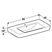 Geberit Renova Plan Aufsatzwaschbecken (90 x 48 cm, Mit schmutzabweisender Glasur, Hahnloch: Mitte, Mit Überlauf, Weiß, Mit Ablagefläche) | BAUHAUS