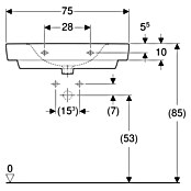 Geberit Renova Plan Waschtisch (75 x 48 cm, Mit schmutzabweisender Glasur, Ohne Hahnloch/Ohne Überlauf, Weiß) | BAUHAUS