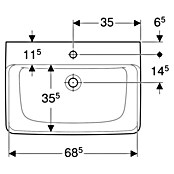 Geberit Renova Plan Waschtisch (70 x 48 cm, Mit schmutzabweisender Glasur, Hahnloch: Mitte, Ohne Überlauf, Weiß) | BAUHAUS