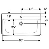 Geberit Renova Plan Waschtisch (85 x 48 cm, Mit schmutzabweisender Glasur, Hahnloch: Mitte, Mit Überlauf, Weiß) | BAUHAUS