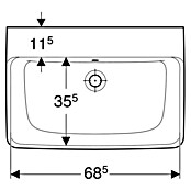 Geberit Renova Plan Waschtisch (70 x 48 cm, Ohne Spezialglasur, Hahnloch: Ohne, Mit Überlauf, Weiß) | BAUHAUS