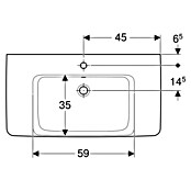 Geberit Renova Plan Aufsatzwaschbecken (90 x 48 cm, Ohne Spezialglasur, Hahnloch: Mitte, Mit Überlauf, Weiß, Mit Ablagefläche) | BAUHAUS