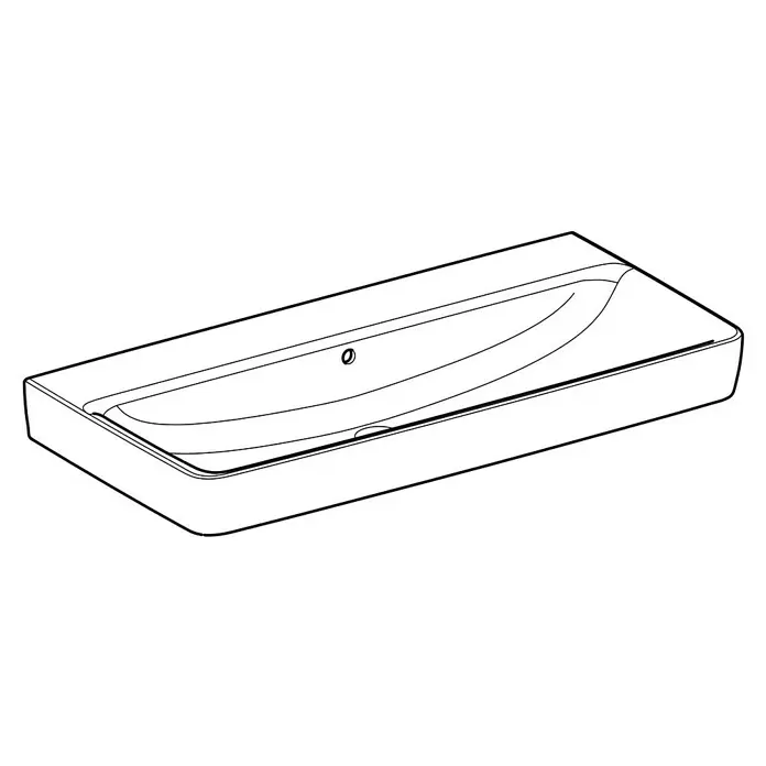 Geberit Renova Plan Waschtisch - 100 x 48 cm, Ohne Spezialglasur, Hahnloch: Ohne, Mit Überlauf, Weiß - Rechteckiges Waschbecken mit Hahnloch und Überlauf.