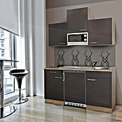 Respekta Cocina (Ancho: 150 cm, Con placa de dos fuegos, Gris)