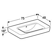 Geberit Renova Plan Waschtisch (75 x 48 cm, Mit schmutzabweisender Glasur, Ohne Hahnloch/Mit Überlauf, Weiß) | BAUHAUS