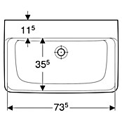 Geberit Renova Plan Waschtisch (75 x 48 cm, Ohne Spezialglasur, Hahnloch: Ohne, Ohne Überlauf, Weiß) | BAUHAUS