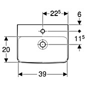 Geberit Renova Plan Aufsatzwaschbecken (45 x 34 cm, Mit schmutzabweisender Glasur, Hahnloch: Mitte, Mit Überlauf, Weiß) | BAUHAUS