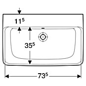 Geberit Renova Plan Waschtisch (75 x 48 cm, Ohne Spezialglasur, Hahnloch: Ohne, Mit Überlauf, Weiß) | BAUHAUS