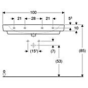 Geberit Renova Plan Waschtisch (100 x 48 cm, Ohne Spezialglasur, Hahnloch: Mitte, Ohne Überlauf, Weiß) | BAUHAUS