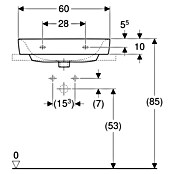 Geberit Renova Plan Aufsatzwaschbecken (60 x 48 cm, Mit schmutzabweisender Glasur, Hahnloch: Ohne, Ohne Überlauf, Weiß) | BAUHAUS